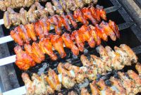 Grilled Chicken Wing Skewers with Sticky Soy Glaze