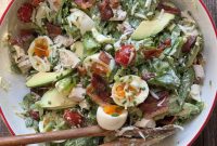 Creamy Chicken Cobb Salad Recipe with Avocado & Bacon