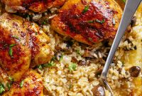 Crispy Oven-Baked Chicken with Garlic Rice Recipe