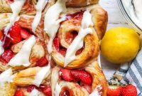 Strawberry Sweet Rolls with Lemon Cream Cheese Glaze