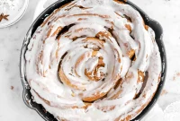 Giant Gooey Cinnamon Roll with Vanilla Cream Cheese Icing