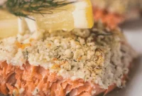 Lemon Parmesan Crusted Grilled Salmon with Crispy Skin