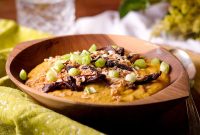 Curried Roasted Cauliflower Soup with Crispy Fried Mushrooms