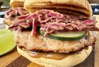 Thai-Style Chicken Burgers with Spicy Peanut Slaw