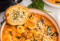 Creamy Slow Cooker Tortellini Soup with Italian Sausage