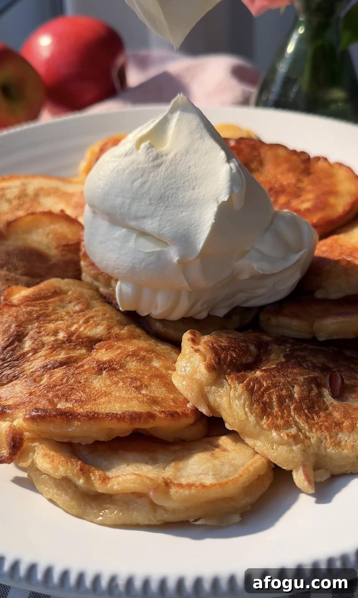 Polish Racuchy: Classic Apple Pancake Recipe You’ll Love 13 adding whipped cream to racuchy.