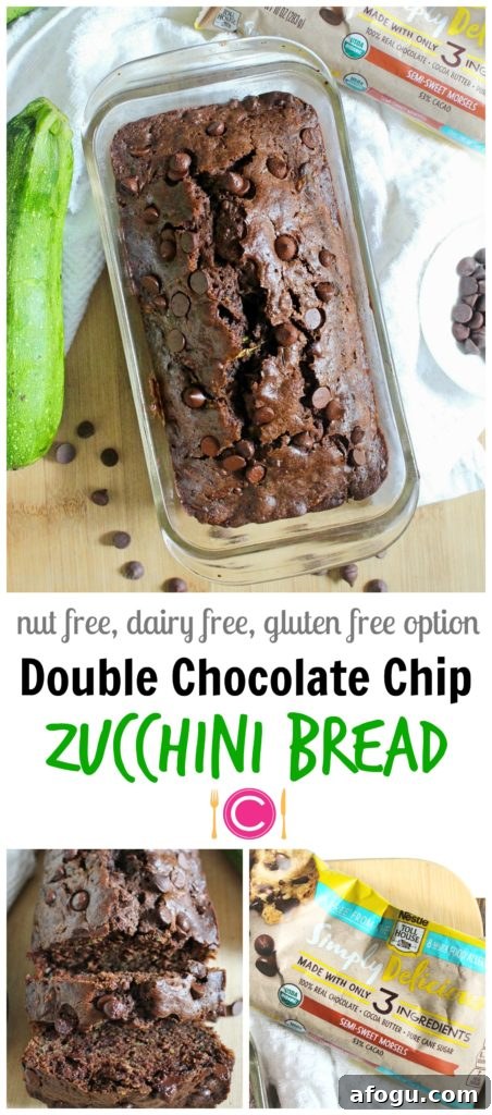 Double Chocolate Zucchini Bread Recipe — Moist Chocolate Zucchini Loaf 5 Sliced Double Chocolate Chip Zucchini Bread