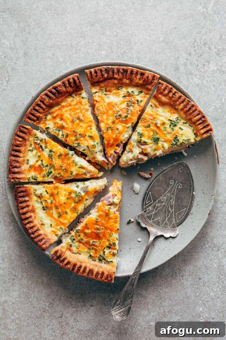 Image for Buttermilk Quiche With Ham, Cheddar, And Chives