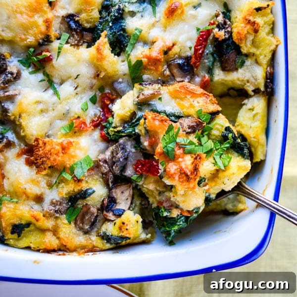 Spinach and Mushroom Breakfast Strata