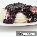 Easy Gluten Free Crepe Cake with Wild Blueberry Topping