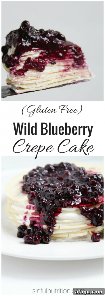 Easy Gluten Free Crepe Cake with Wild Blueberry Topping