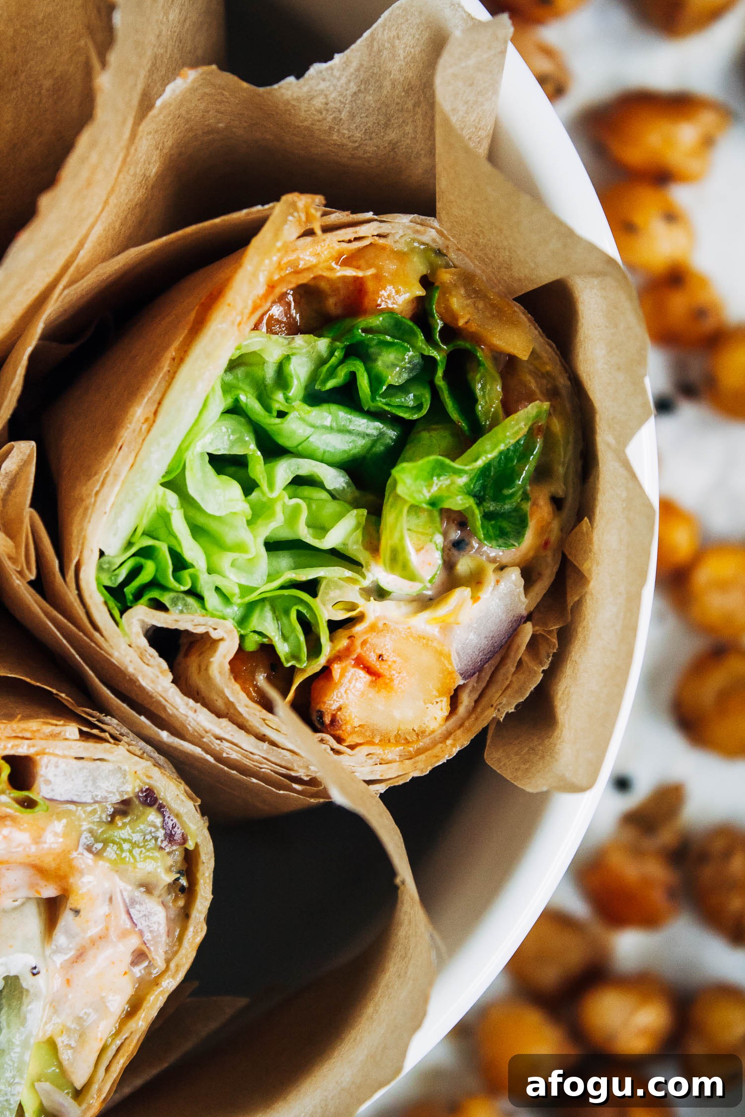 Buffalo Chickpea Wraps | Well and Full | #vegan #lunch #recipe