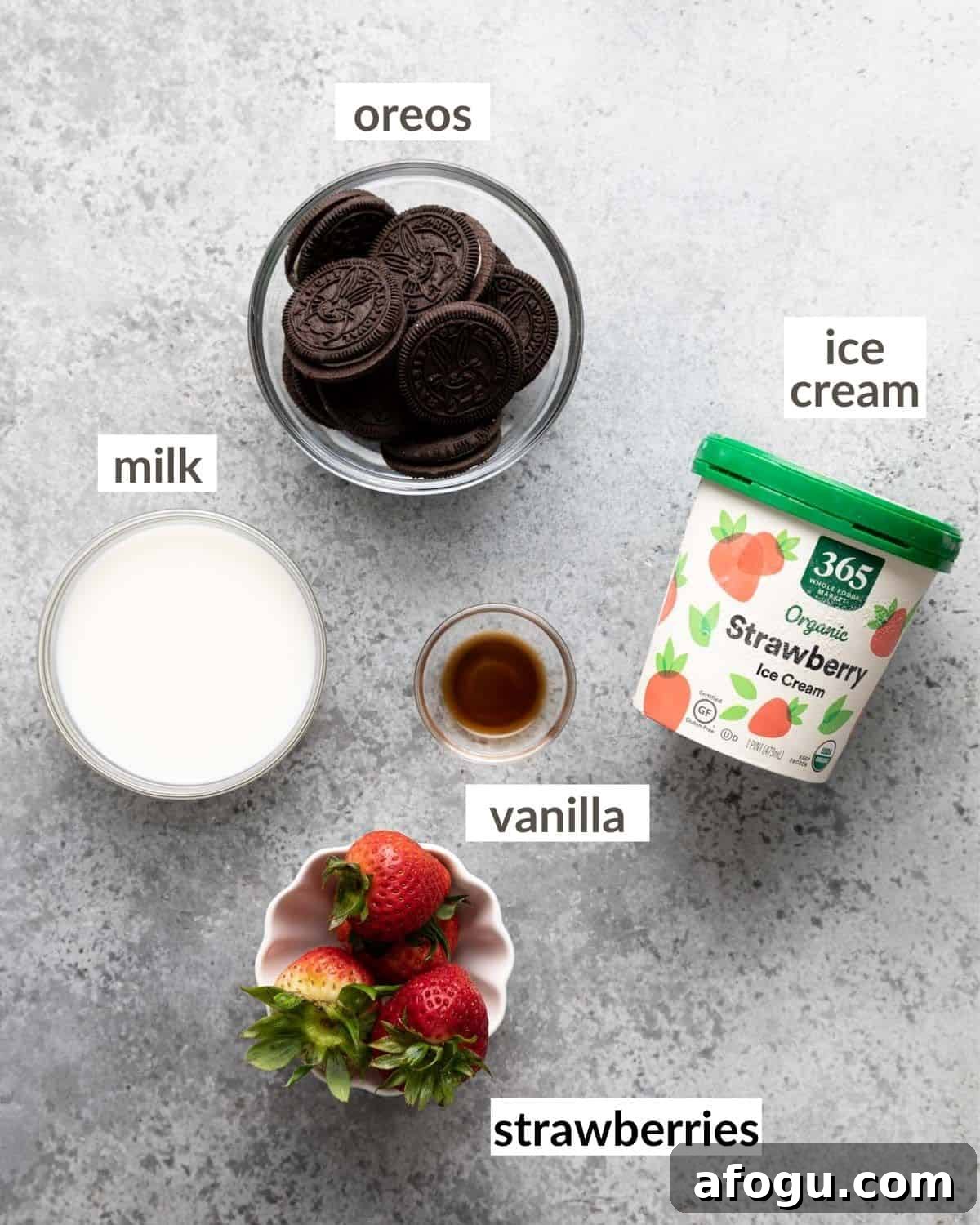 overhead of ingredients needed 