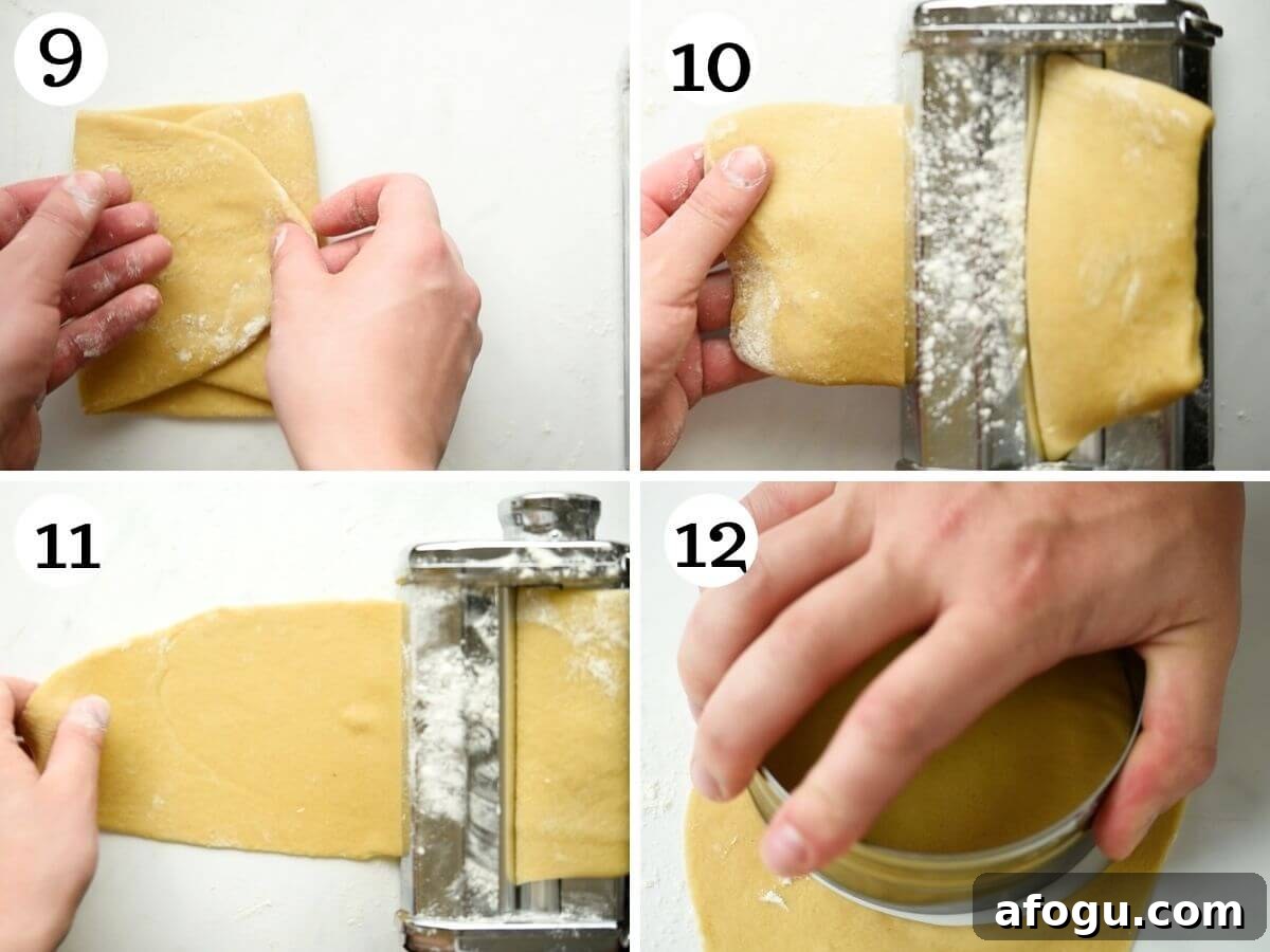 Homemade Sicilian Cannoli Recipe: Crispy Shells & Ricotta Filling 6 Step by step photos showing how to roll out cannoli dough with a pasta machine