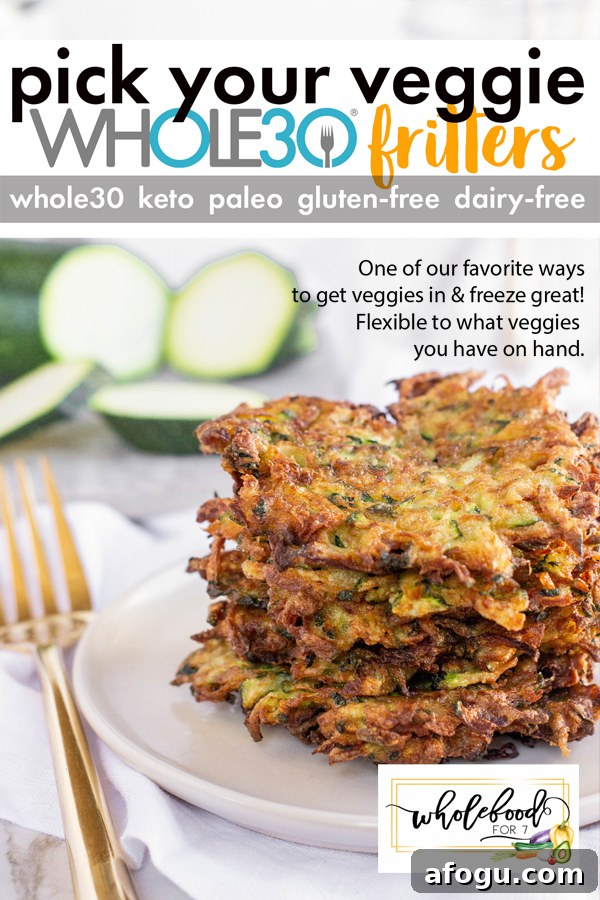 Pick Your Veggie Whole30 Fritter - Paleo, keto, gluten-free, dairy-free. A delicious crispy veggie side dish that freezes great and is kid-friendly!