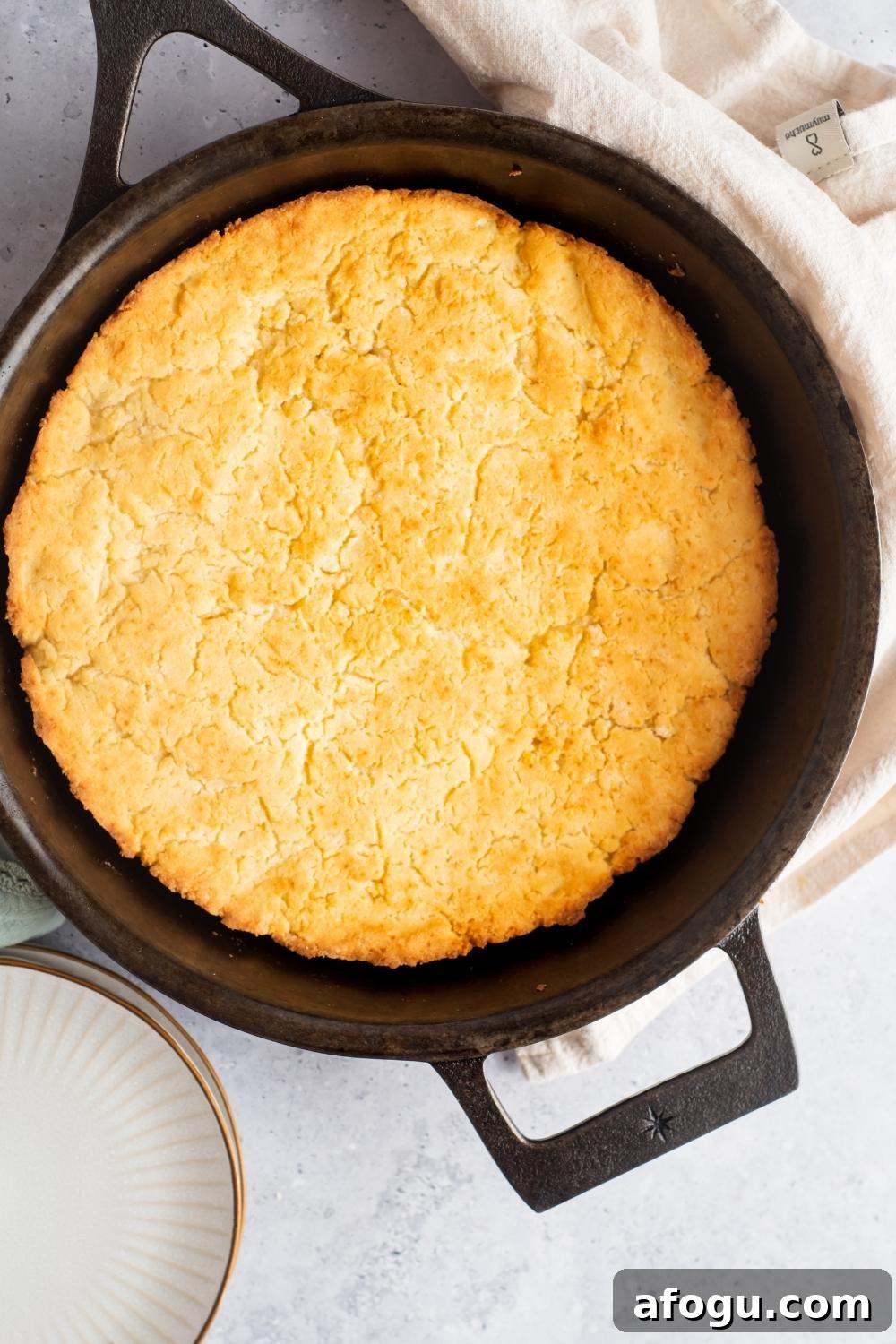 Cornbread in a skillet.