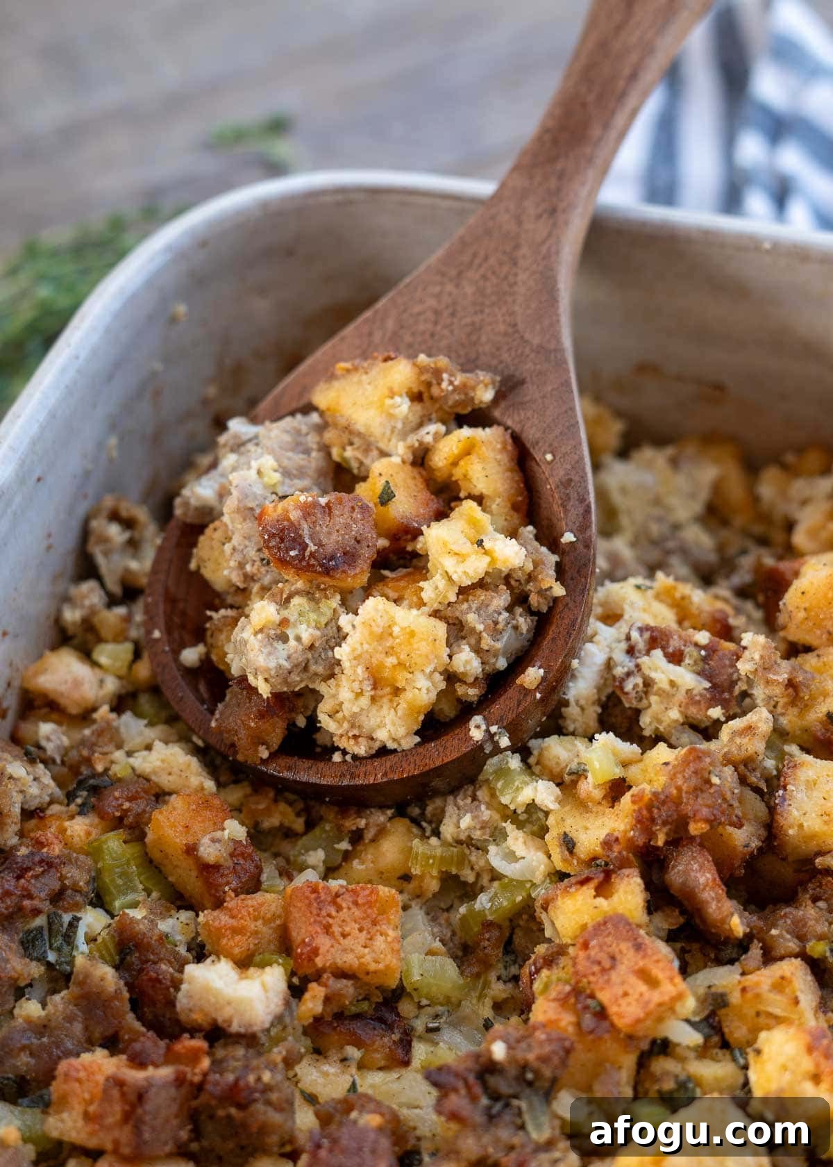 an overhead view of sausage stuffing