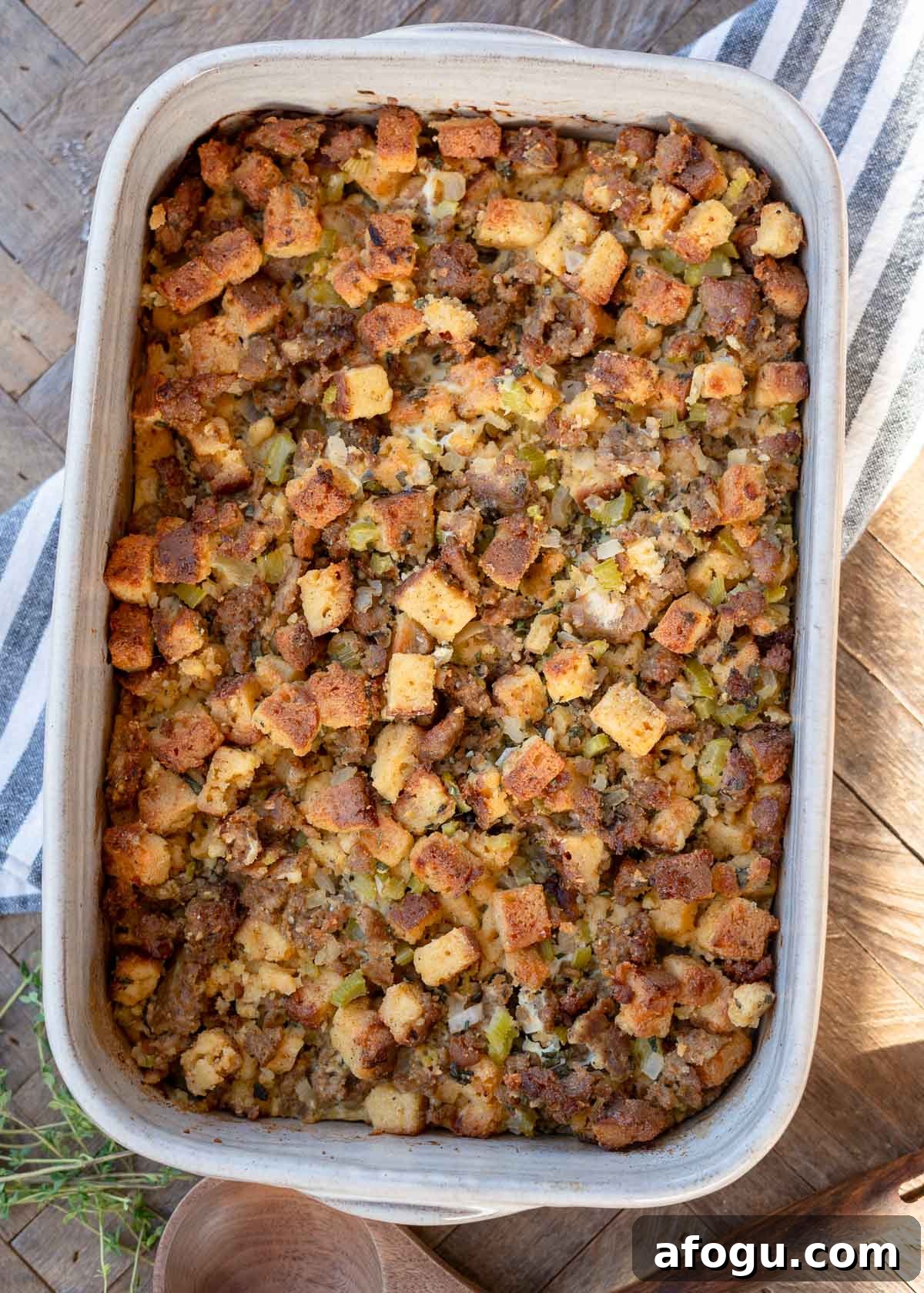 an overhead shot of sausage stuffing
