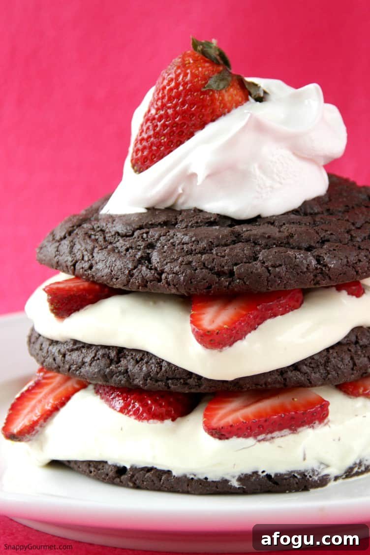 Chocolate Strawberry Shortcake with Amaretto Cream Filling 9 Chocolate Strawberry Shortcake with Amaretto Cream with pink background