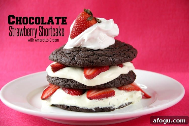 Chocolate Strawberry Shortcake with Amaretto Cream Filling 10 Chocolate Strawberry Shortcake with pink background