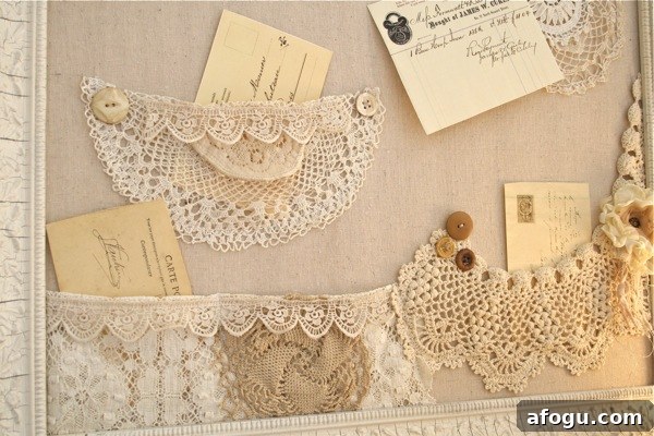 Bulletin Boards With Shabby Lace Pockets