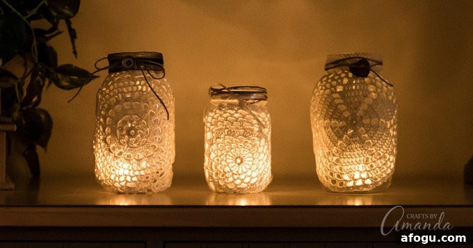 Doily Luminaries - wedding centerpieces, home decor