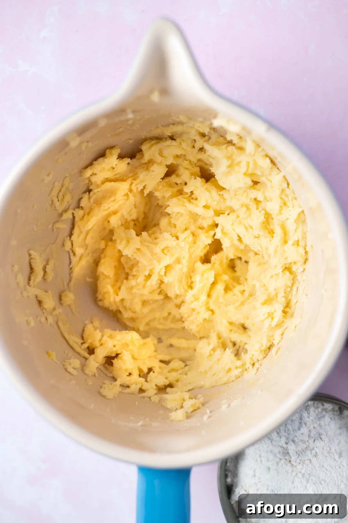 cookie dough after egg yolk and vanilla have been added