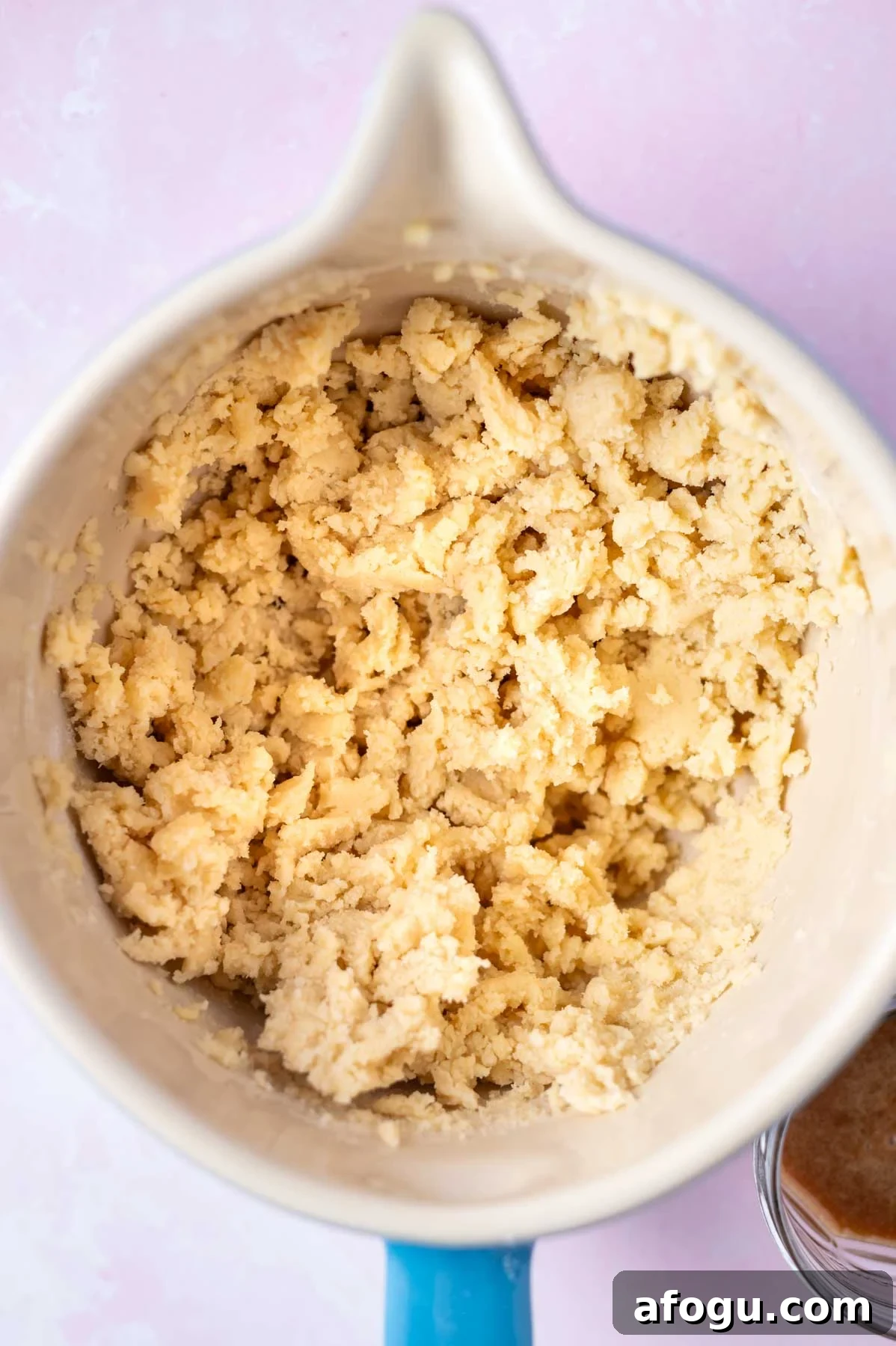 shortbread cookie dough in a mixing bowl