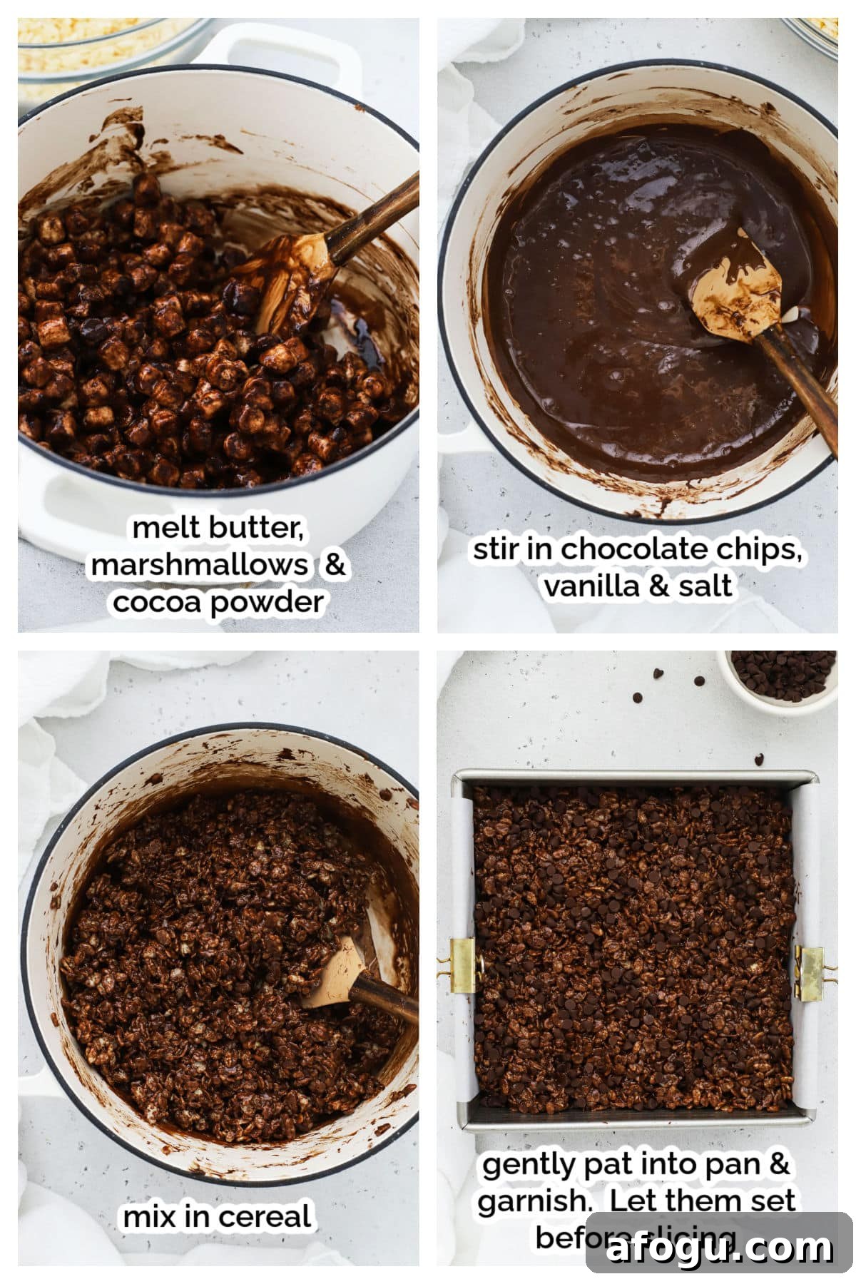 making gluten-free chocolate rice krispie treats, step by step