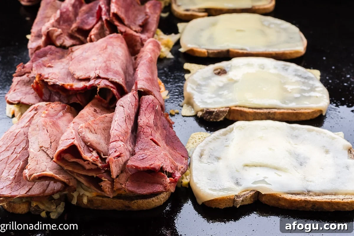 Slice corned beef topped the rye bead and sauerkraut 
