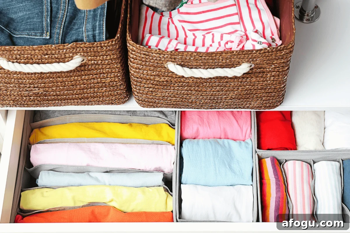 An organized kids closet with clothes stored neatly