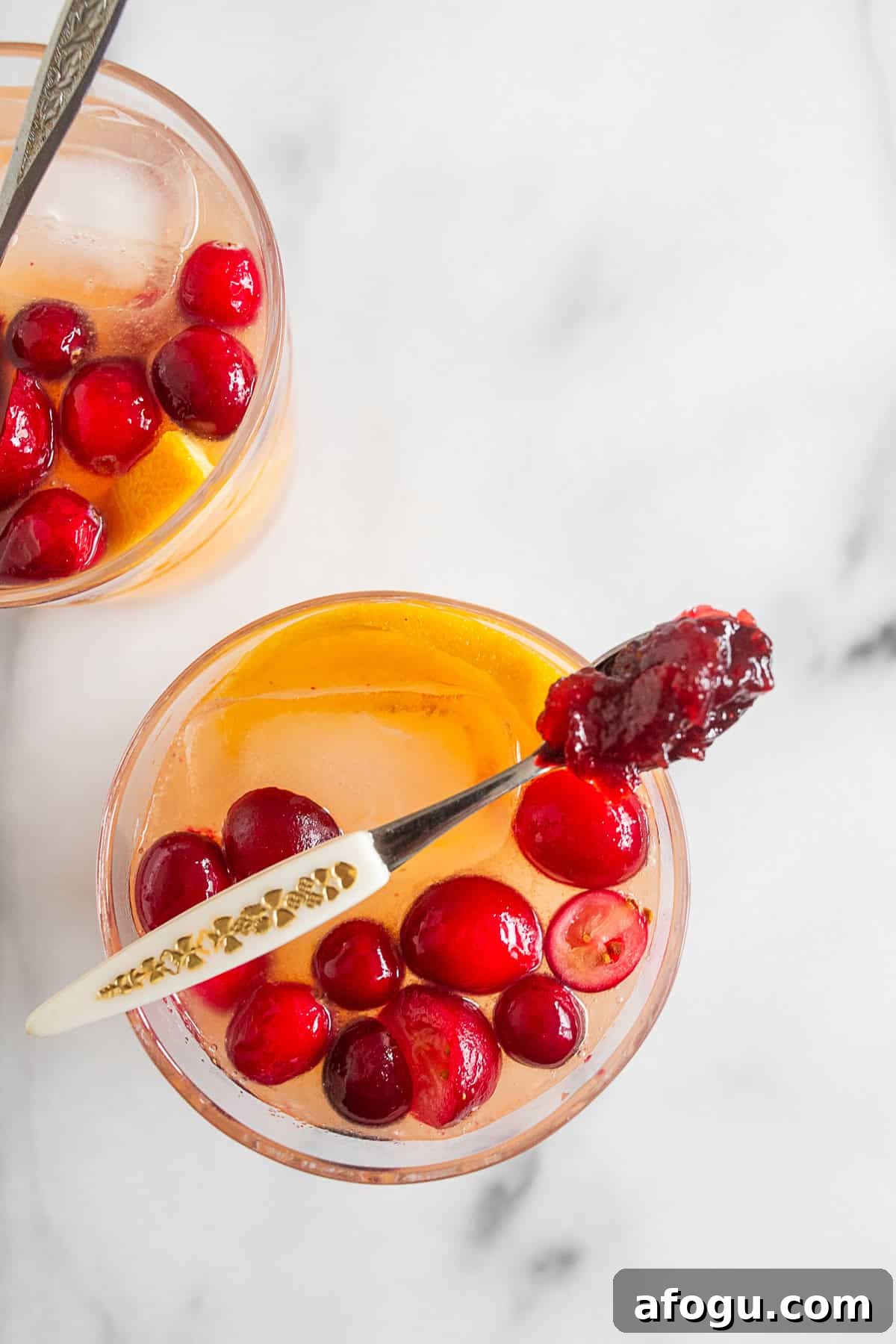 Cranberry Gin Fizz Cocktail Recipe — Sparkling Holiday Drink 3 Cranberry Gin Fizz served in a cocktail glass.