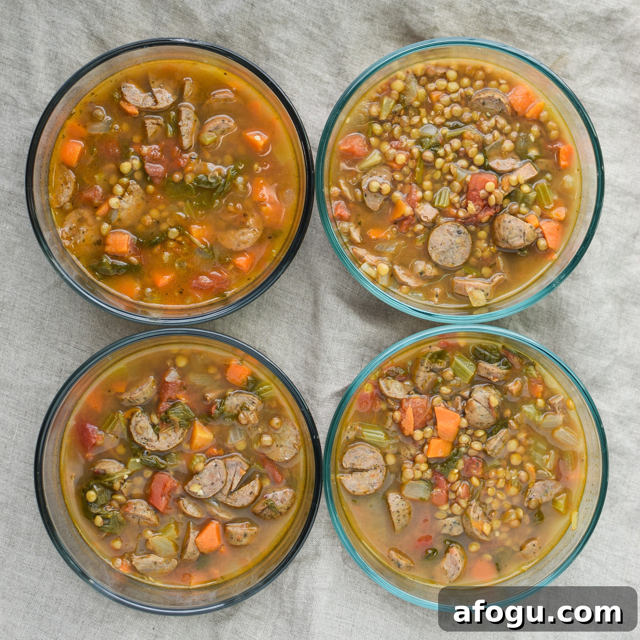 Vegetable & Chicken Sausage Lentil Soup recipe - Simple, hearty and delicious fall soup that will make your home smell amazing on any week night! ProjectMealPlan.com