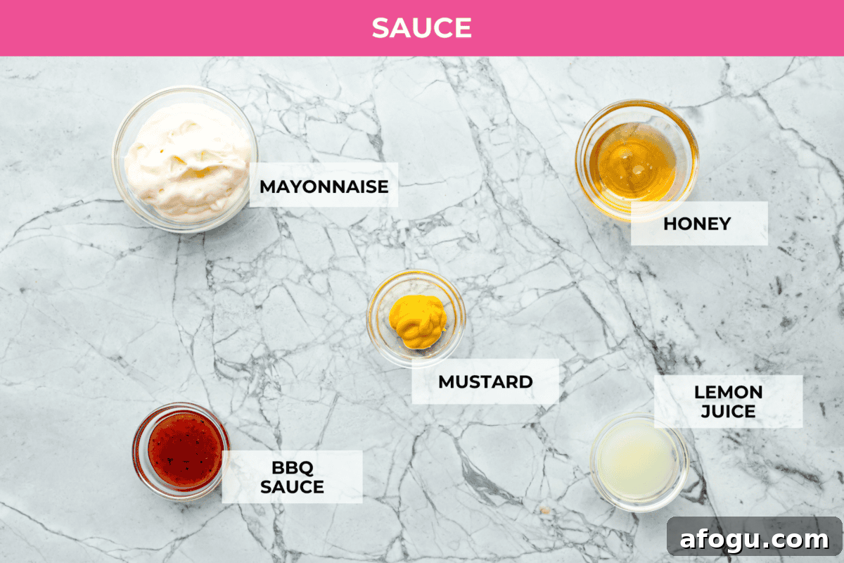 Top view shot of the ingredients for the chick oil a sauce. 