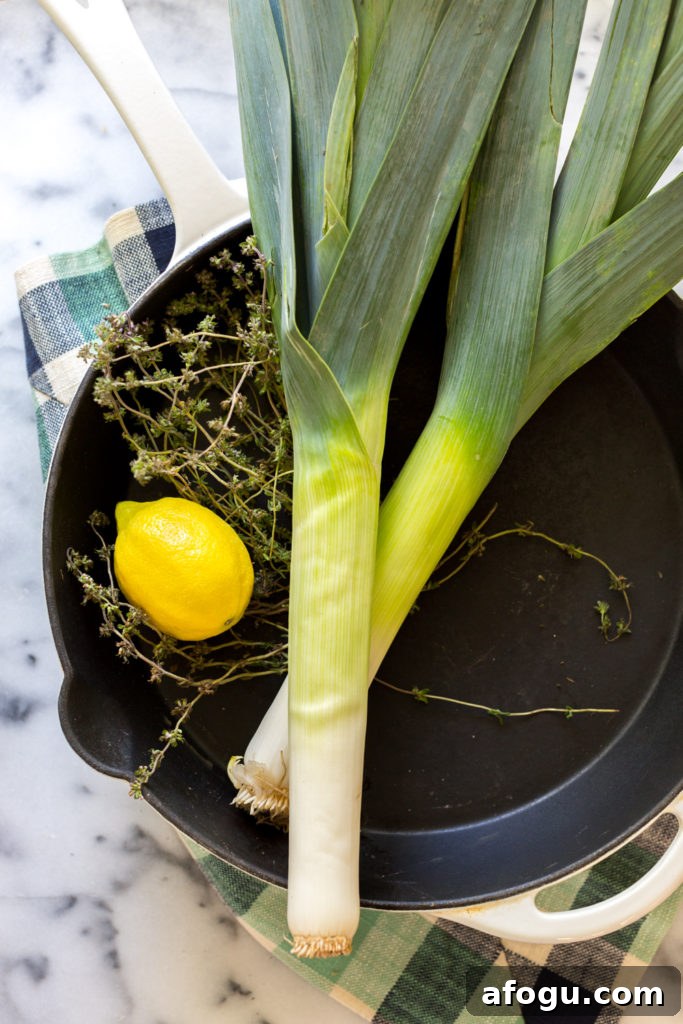 Leek Lemon and Thyme Skillet Focaccia ingredients