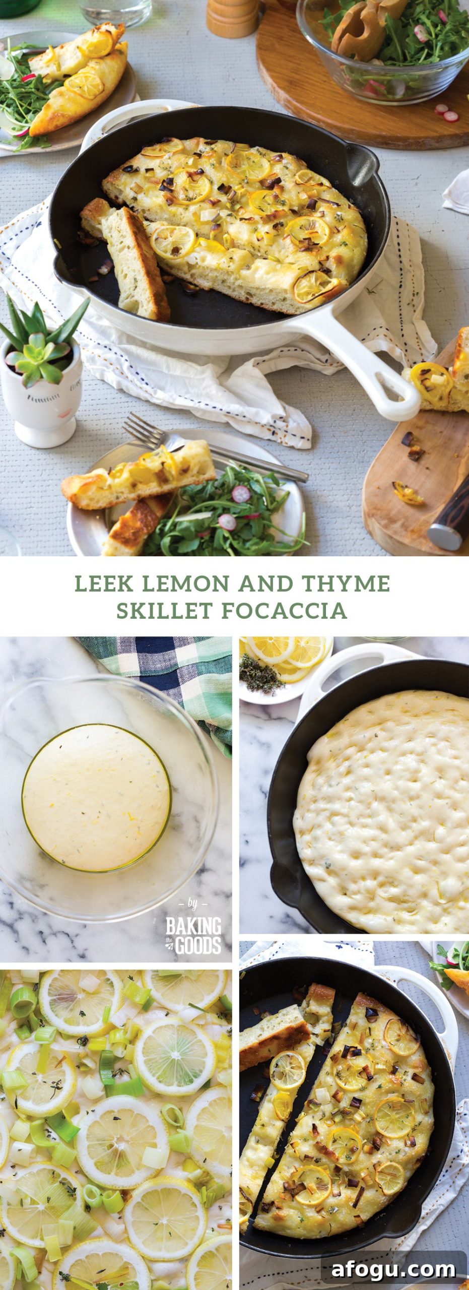 Leek Lemon and Thyme Skillet Focaccia by Baking The Goods