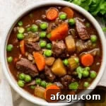 A bowl of crockpot venison stew.