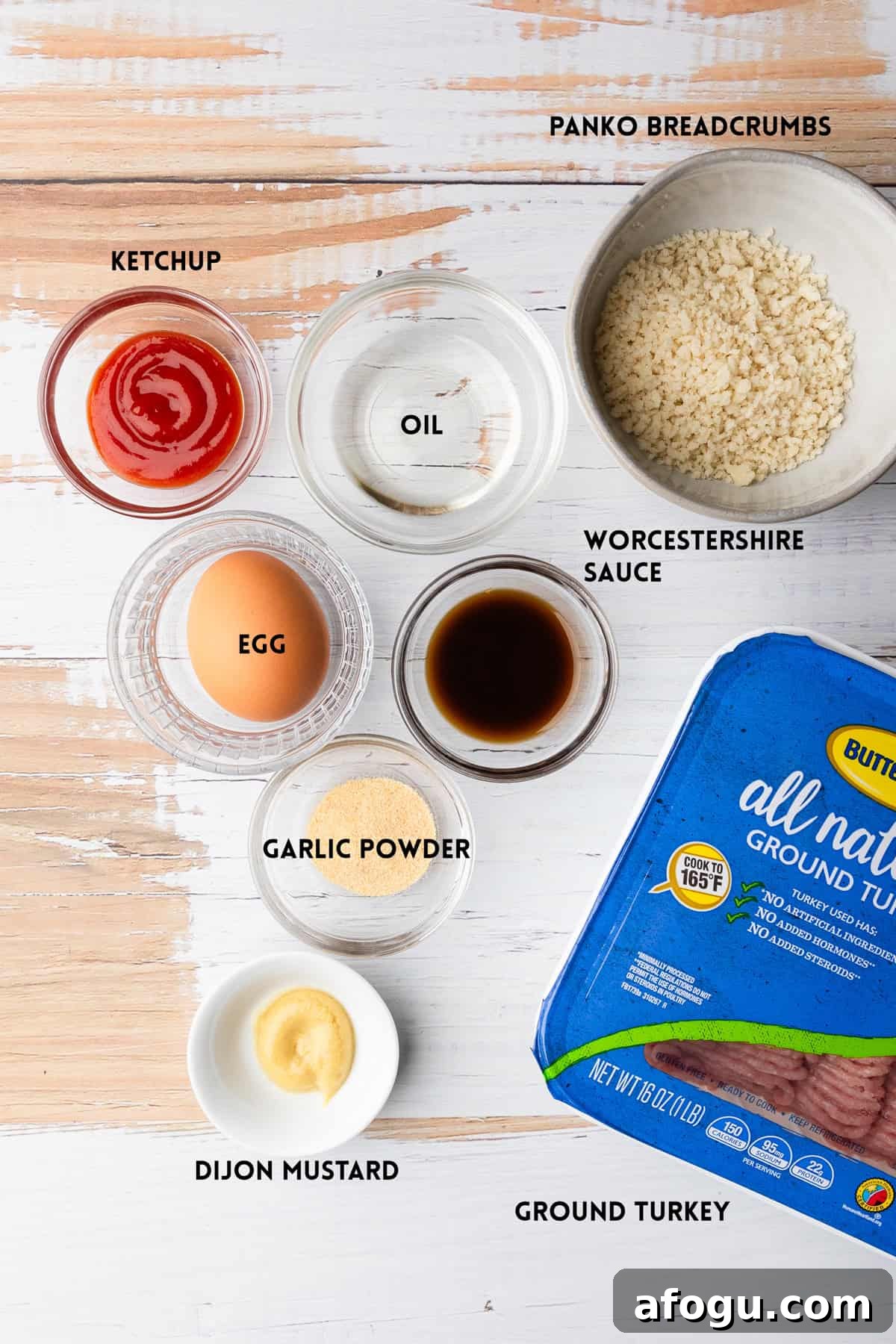 Ingredients to make turkey salisbury steak.