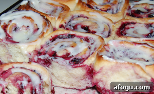 Flaky Blackberry Sweet Rolls with Vanilla Glaze 5 Glazed blackberry rolls