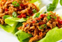Thai Basil Chicken Lettuce Wraps with Spicy Lime Sauce