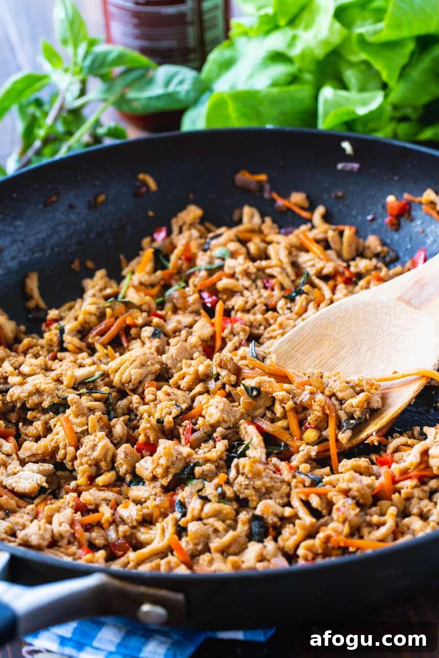 Spicy Thai Basil Chicken made with ground chicken