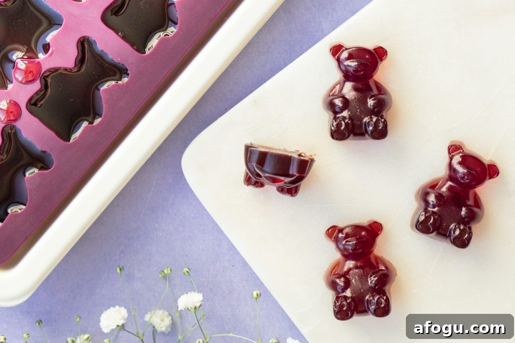homemade pomegranate gummy bears