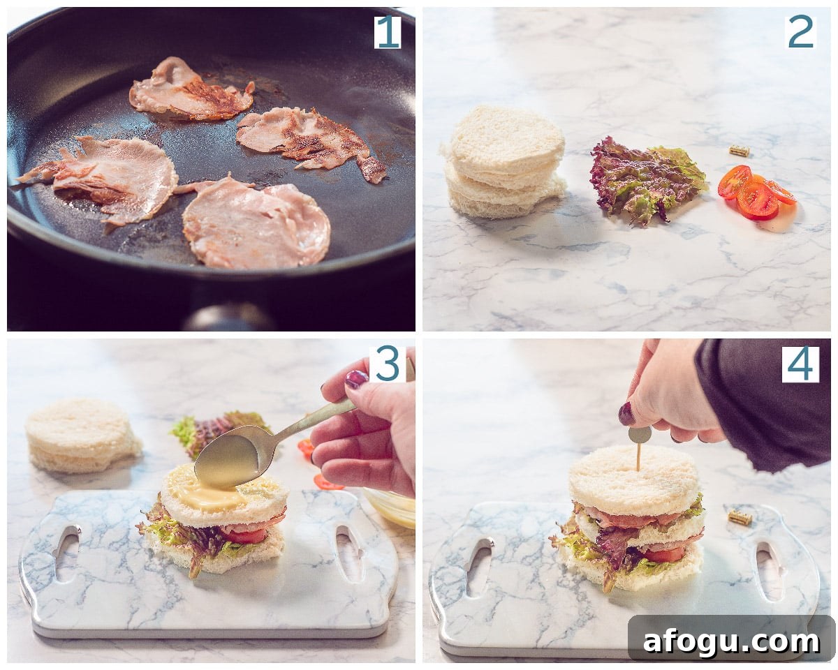 4 collage photo preparation BLT Mini Sandwich