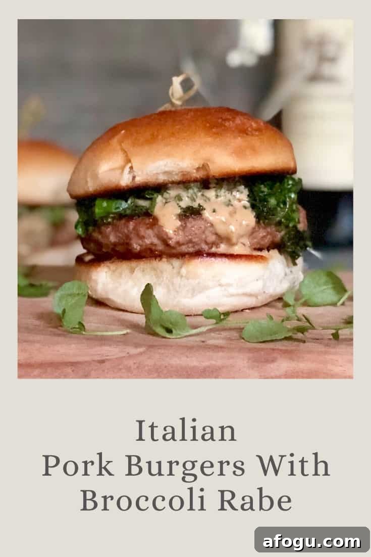 italian pork burgers with broccoli rabe