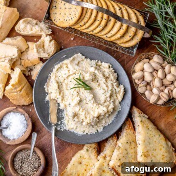Fromage fort in a bowl with dippers around.