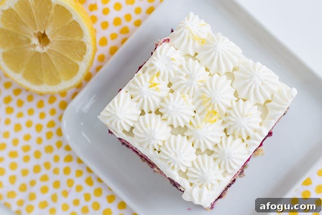 Slice of blueberry lemon icebox cake