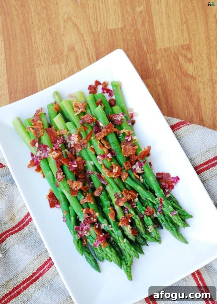 asparagus with bacon and red onion vinaigrette