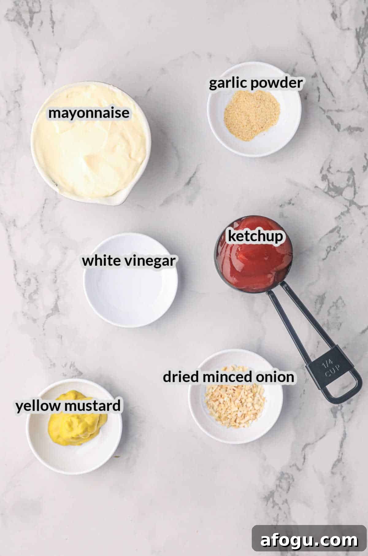 Homemade Burger Sauce Recipe: Tangy, Creamy, and Quick 3 Overhead Image of Burger Sauce Ingredients