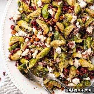 brussels sprouts salad on white platter