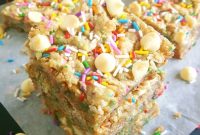 White Chocolate Chip Blondies with Birthday Cake Flavor